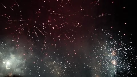 Fireworks - silver ending red Stock Footage 254512034