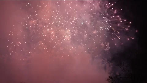 Fireworks - silver to red Stock Footage 254512024