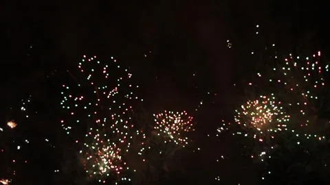 Fireworks - silver to red &amp; green Stock Footage 254512051