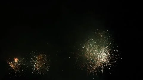 Fireworks - silver to red &amp; green Stock Footage 254512077