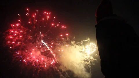 Fireworks in the sky Stock Footage 80797107