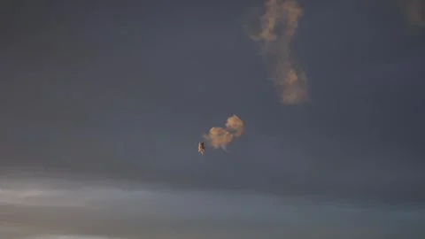 Fireworks smoke in sunset sky Stock Footage 328968864