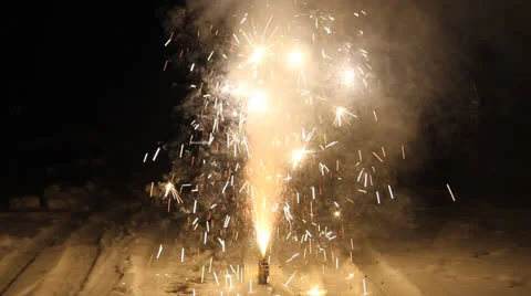 Fireworks on snow Video stock 24710337