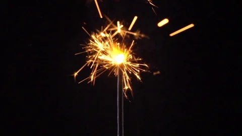 Fireworks Sparkler close-up on a black background Stock Footage 122761928