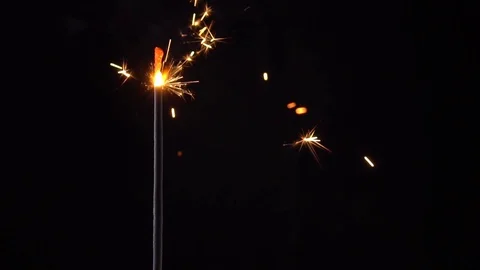 Fireworks Sparkler close-up on a black background. timelapse Stock Footage 122852993