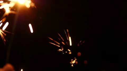 Fireworks sparkler at night Stock Footage 96358182