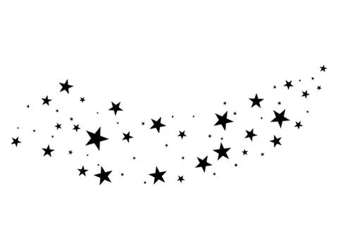 Fireworks star random source stream.  Falling Star. Stars on a white backgrou Stock Illustration