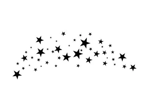 Fireworks star random source stream.  Falling Star. Stars on a white backgrou Illustrazione stock