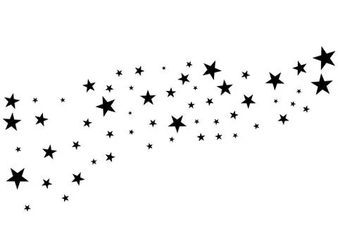 Fireworks star random source stream.  Falling Star. Stars on a white backgrou Illustrazione stock