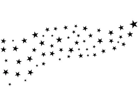 Fireworks star random source stream.  Falling Star. Stars on a white backgrou Stock Illustration