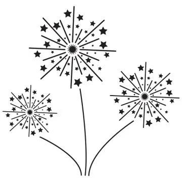 Fireworks with stars solid icon, Exploding Stock Illustration