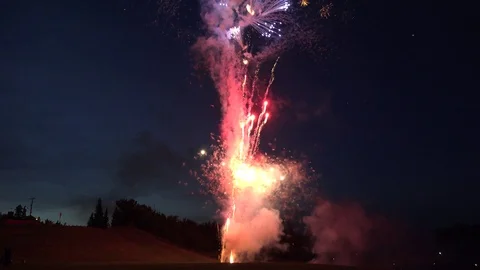 Fireworks Stream Shot from Ground Stock Footage 114714566