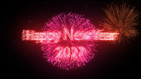 Fireworks text explosion Happy New Year 2027 Stock Footage 329673224