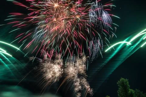 Fireworks Time Exposure Stock Photos