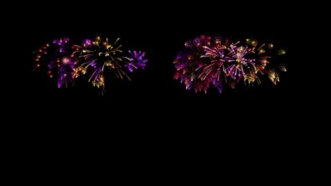 Fireworks trail glow particles explosion isolated on black background. Stock Footage 258473701