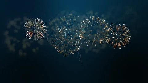 Fireworks trail glow particles explosion, Dark blue black background. Stock Footage 278794723