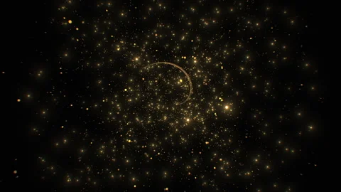 Fireworks Trail Moving in the Center of Frame and Explode with Golden Particles Stock-Footage 280266253