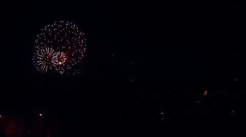 Fireworks in the upper left corner of the frame Stock Footage 42416556