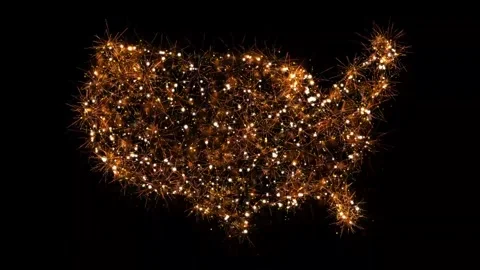 Fireworks on USA Map Celebration Effect Stock Footage 316118903