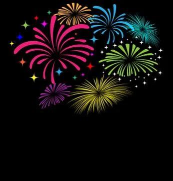 Fireworks vector on black background Stock Illustration