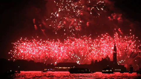 Fireworks in Venice Stock Footage 39194194