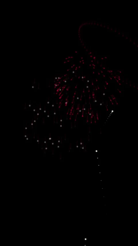 Fireworks in vertical format exploding in red and white against pure black. Vídeos de archivo 347911428
