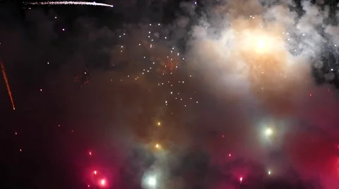 Fireworks On Water - 07 - Loop + Sound Stock Footage
