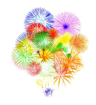 Fireworks on white background Stock Illustration