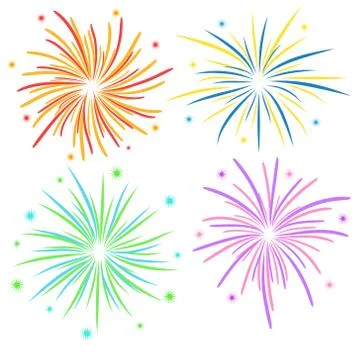 Fireworks on white background, stock vector illustration Stock Illustration