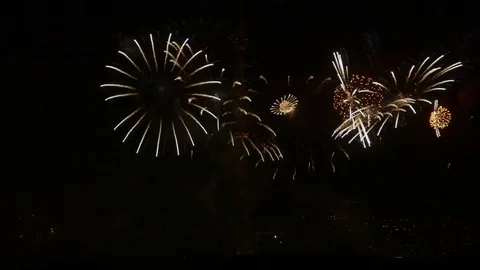 Fireworks wide shot Stock Footage 80998002
