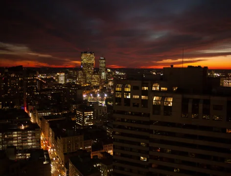 Firey Boston sunset Timelapse 4k Video stock 33421458