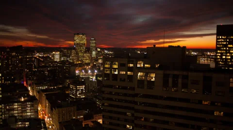 Firey Boston sunset Timelapse Video stock 33421173