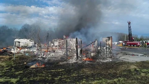 Firey Building Down Video stock 84778349