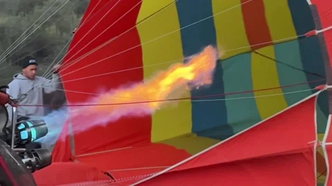 Firing up the burner close up slow motion Stock Footage 225760671