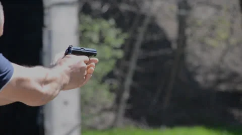 Firing makarov pistol 1 Stock Footage