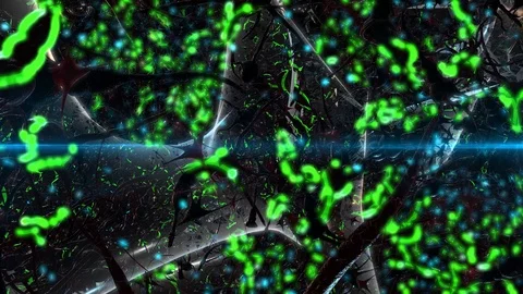 Firing of a neuron brain causing mental health issues Stock Footage