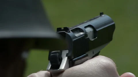 Firing pistol close up sequence Stock-Footage 49413065