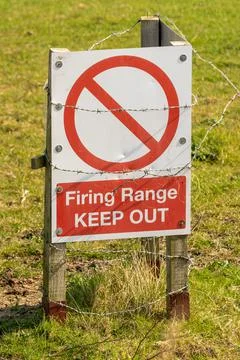 Firing range warning sign Stock Photos