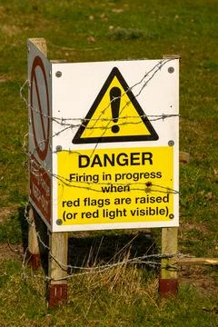 Firing range warning signs Stock Photos