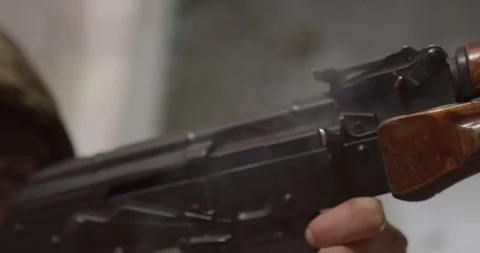 Firing a smoke machine Stock Footage 85559603