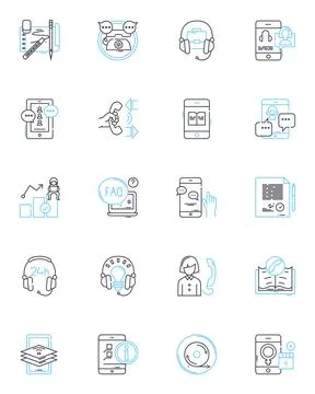 Firm backing linear icons set. Reliable, Supportive, Steady, Solid, Trusrthy Stock Illustration