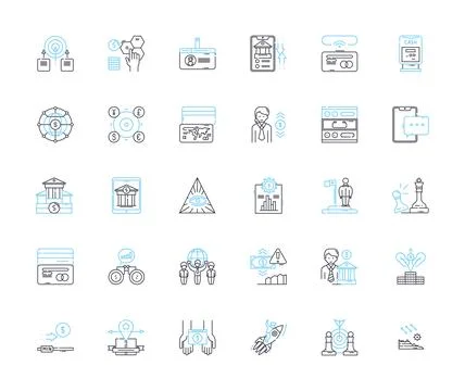 Firm gains linear icons set. Profits, Earnings, Growth, Revenue, Success Stock Illustration