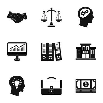 Firm icons set, simple style Stock Illustration