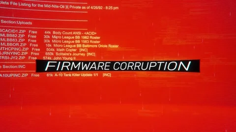 Firmware Corruption on warning hack background screen 스톡 동영상 343555142