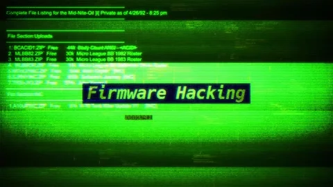 Firmware Hacking on digital screen message on computer screens Stock Footage 317056808