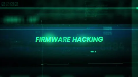 Firmware Hacking Word on Noise Glitch Error technology futuristic data backg Stock Footage 343555144