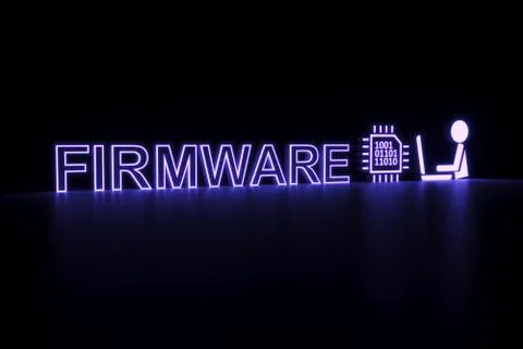 FIRMWARE neon concept self illumination background 3D illustration Stock Illustration