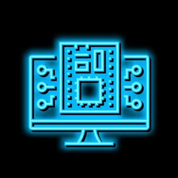 Firmware software neon glow icon illustration 스톡 일러스트