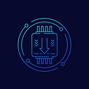 Firmware update icon with chipset, linear design Illustrazione stock