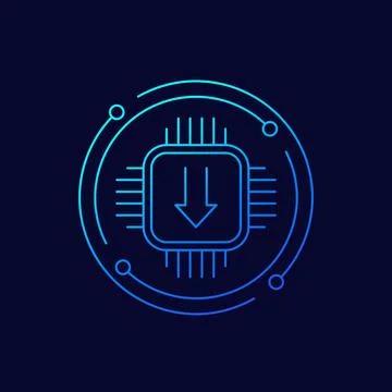 Firmware update icon, linear design Stock Illustration